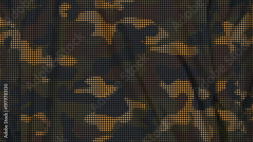 Deep forest green camouflage with golden yellow dotted accents for high contrast tactical hunting gear