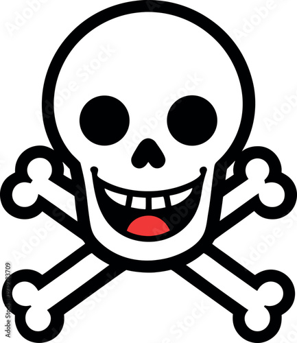 Cartoon skull and crossbones playful danger icon vector