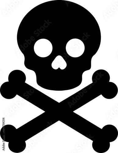 Skull and crossbones toxic hazard warning icon vector