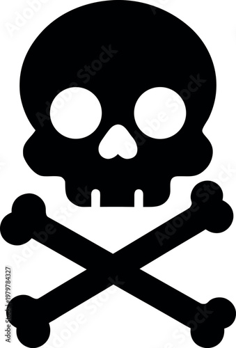 Skull and crossbones poison hazard icon vector