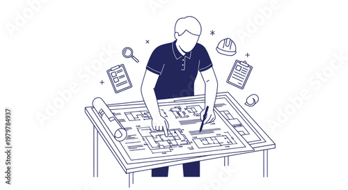 Architectural planning, blueprint design, engineer drawing, construction layout, technical illustration