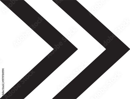 Black and white geometric chevron arrows pointing right also transparent background