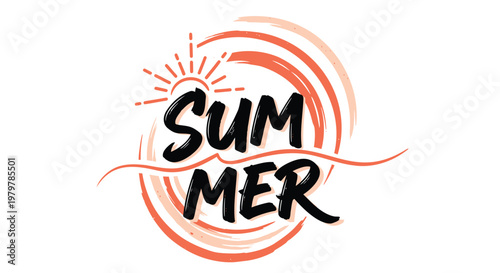 Summer, orange, sun, seasonal, vector, illustration, graphic
