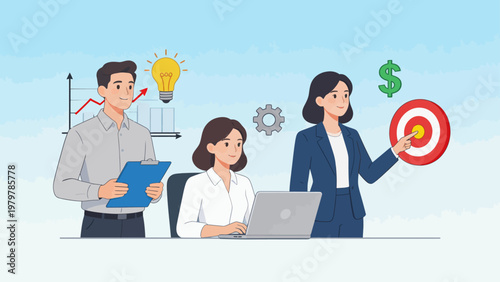 Business team with icons