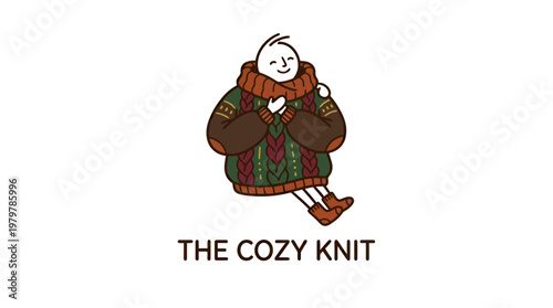 Charming Cartoon Character Comfortably Dressed in Knitwear