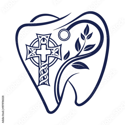 Christian faith based dental clinic logo with cross and stethoscope, christian