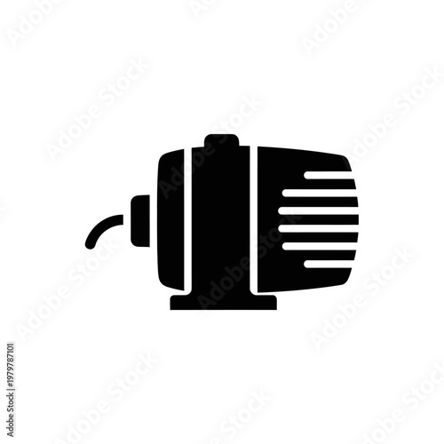 Aquarium Air Pump Black Silhouette Icon, Fish Tank Oxygenation Flat Vector Graphic, Aquatic Pet Care Concept