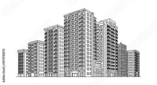 Modern City High Rise Buildings.