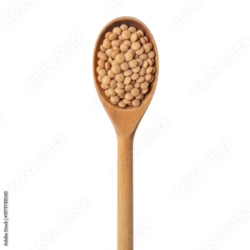 Wooden spoon with lentils