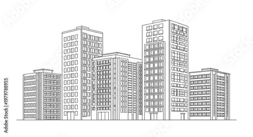 Modern City Skyscraper Buildings.