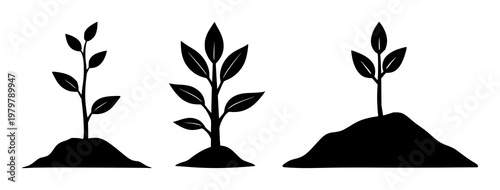 Financial growth plant sprout set with monoline icon design featuring financial, growth, plant with economic and prosperity