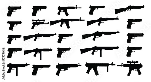 Collection of Handgun and Rifle Silhouettes