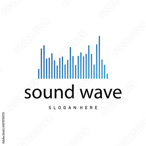 Abstract music logo with dynamic waveform, suitable for podcast and radio branding.