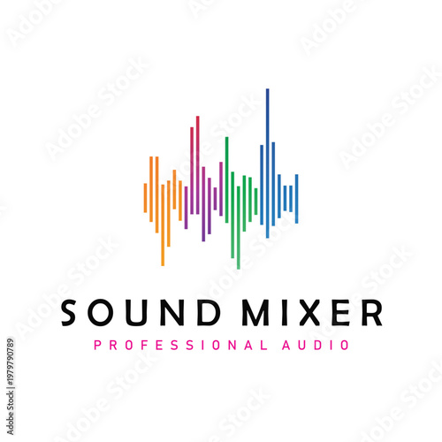 Clean and simple audio logo with equalizer concept for modern music identity.