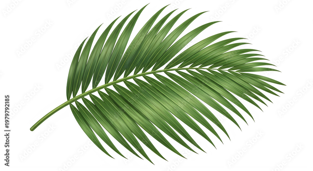 Fototapeta premium Green palm leaf isolated on white background for design and decoration transparent background