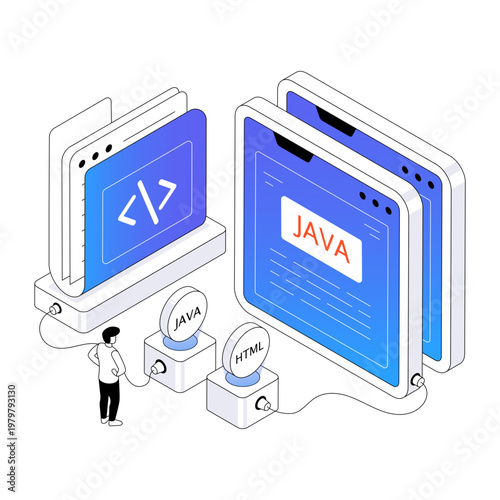 Unique design illustration of javascript developer 
