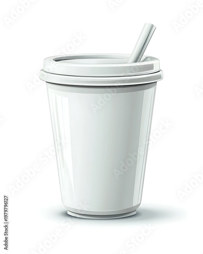 Refreshing Beverage Cup: A sleek, modern drink cup, primed for a refreshing beverage, with a matching lid and a straw, symbolizing refreshment and convenience.