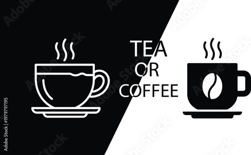 Tea or coffee, which one do you prefer? Vector, illustration