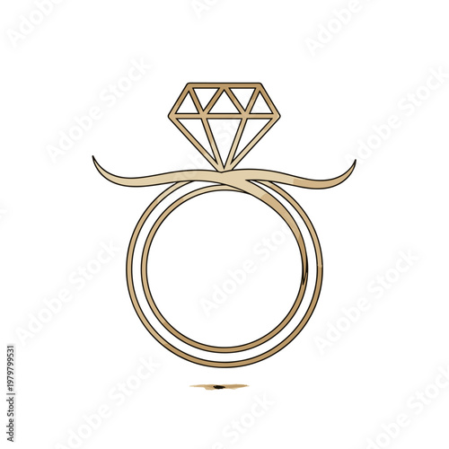 Minimalist jewelry design technical drawing, necklace with magnetic pendant and ring interaction, line art vector illustration for product manual