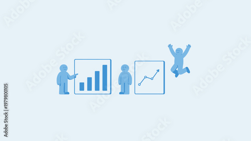 Animated figures with data charts