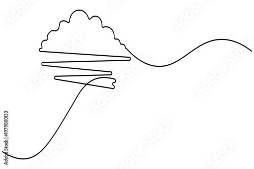 Cloud computing icon continuous one line drawing style for modern technology branding
