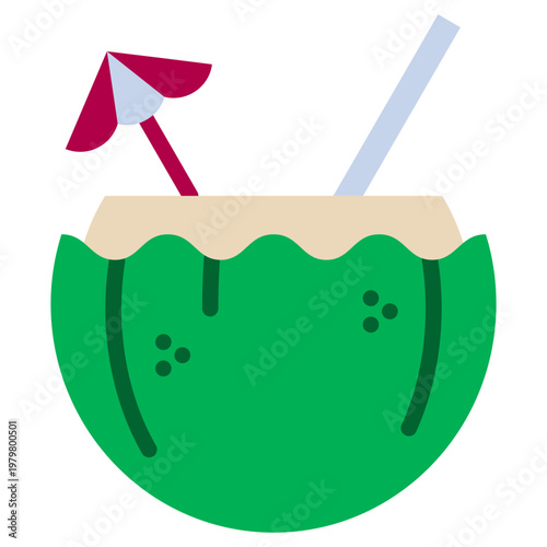 Coconut Drink icon, Flat design style vector illustration