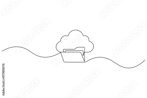 Cloud computing icon continuous one line drawing style for modern technology branding
