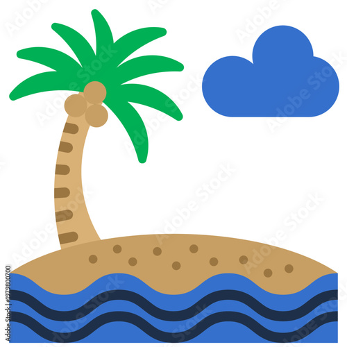 Tropical Island icon, Flat design style vector illustration