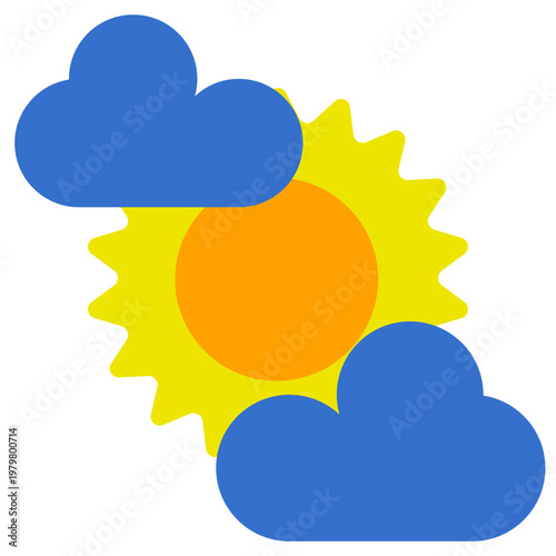 Sun icon, Flat design style vector illustration