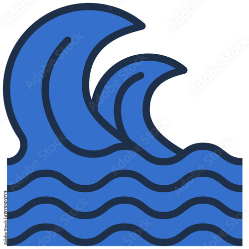 Ocean Wave icon, Flat design style vector illustration