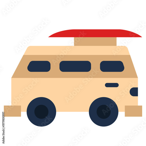 Camper Van icon, Flat design style vector illustration