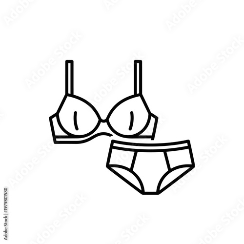 Lingerie, women's underwear, bra and panties, intimate apparel, minimalist line art
