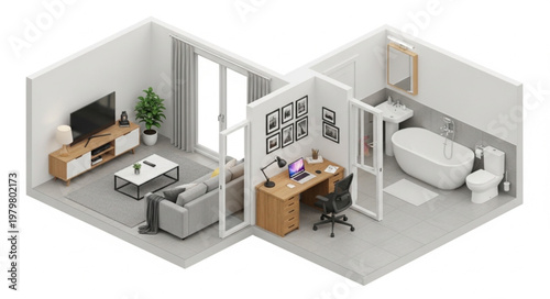 Modern Studio Apartment Interior Design.