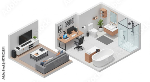 Modern Studio Apartment Interior Design.