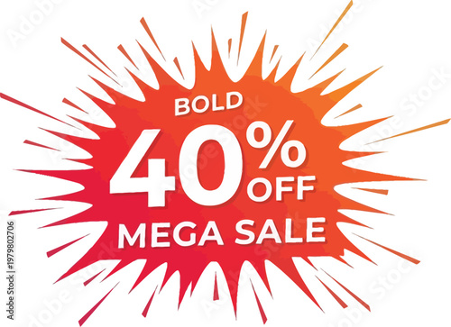 A bold mega sale advertisement with 40 percent off discount offer