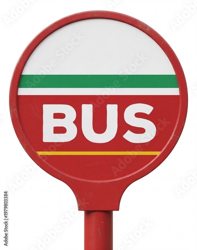 Clean bus stop sign isolated on white background, urban public transport symbol