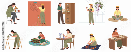 Flat Character Illustration Set of Diverse Hobby and Occupation Activities