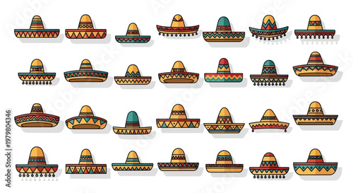 Colorful Sombrero Hats Collection - Mexican Fiesta Celebration