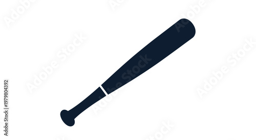 Dark blue baseball bat silhouette on white background