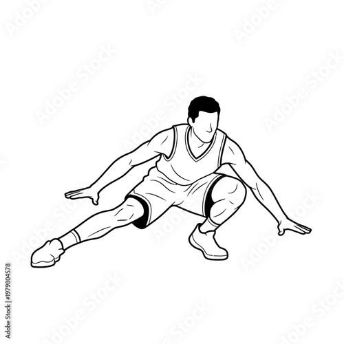Basketball Player Training Agility Drill - Dynamic Motion Line Art