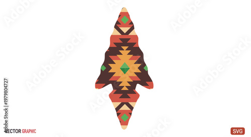 Native American Arrowhead Pattern, Geometric Southwest Tribal Design, Vector Graphic