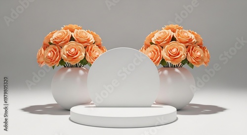 バラの花、シンプルな白い背景に配置された静物