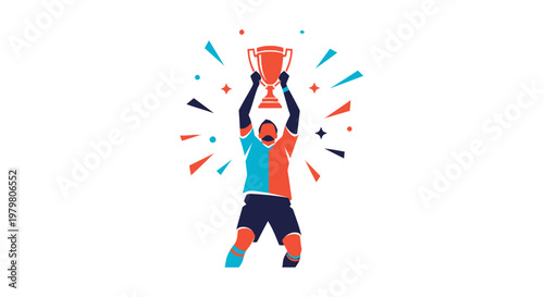 Man holding up a trophy cup.