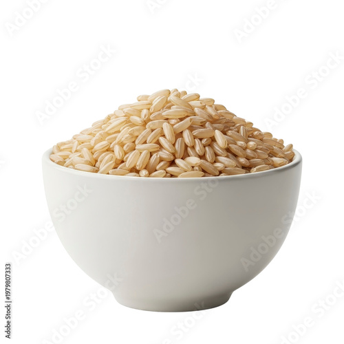Bowl of brown rice isolated on transparent background