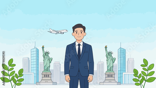 Businessman in front of cityscape