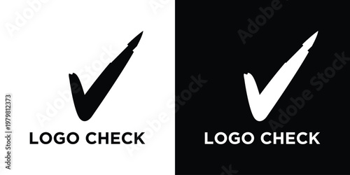 Elegant Check Mark: A simple yet impactful check mark symbol, a mark of affirmation and approval, rendered in contrasting black and white backgrounds.