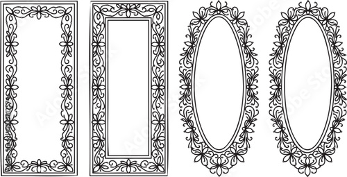 Vintage ornate floral border frames collection
