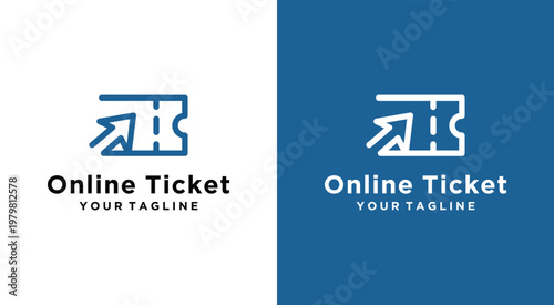 Digital Ticket Concept: A clean and modern logo design for an online ticket service, featuring a stylized ticket icon with an arrow, suggesting digital access and ease of use.