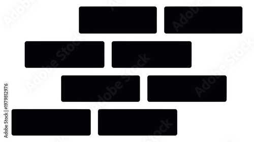 Minimalist graphic wall pattern set featuring black rounded rectangular shapes for construction and architectural design