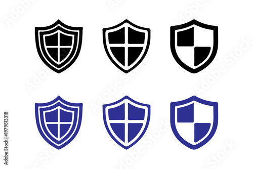Shield Icon Set for Security, Data Protection and Cyber Safety